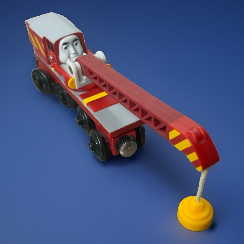⁠Thomas Wooden Railway Crane ROCKY Train Car 2008 Wood Learning Curve EUC